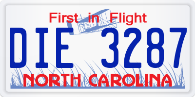 NC license plate DIE3287