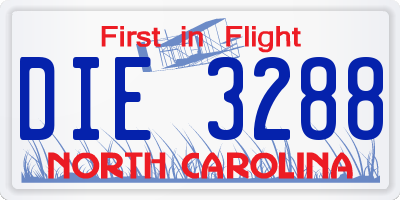 NC license plate DIE3288