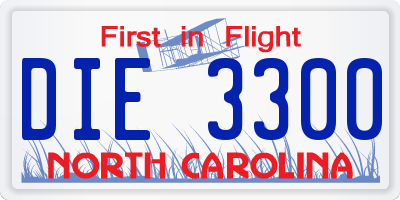 NC license plate DIE3300