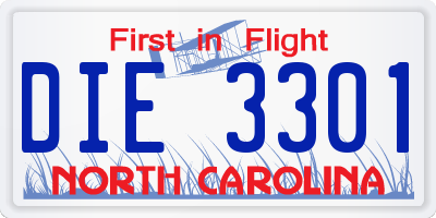 NC license plate DIE3301