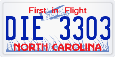 NC license plate DIE3303
