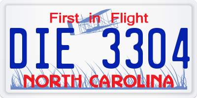NC license plate DIE3304