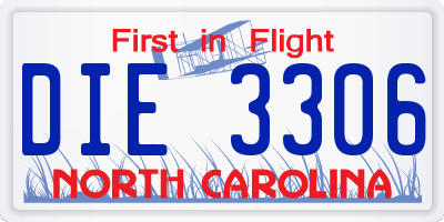 NC license plate DIE3306