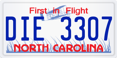 NC license plate DIE3307