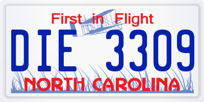 NC license plate DIE3309