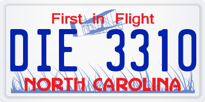NC license plate DIE3310