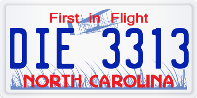 NC license plate DIE3313
