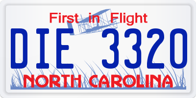 NC license plate DIE3320