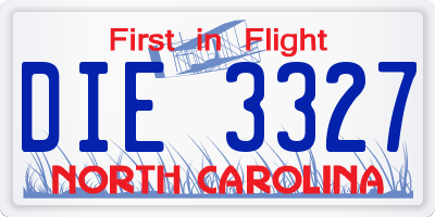 NC license plate DIE3327