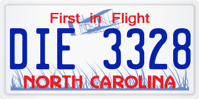 NC license plate DIE3328