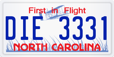 NC license plate DIE3331