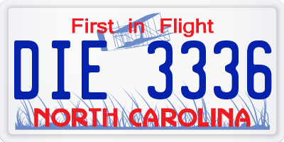 NC license plate DIE3336