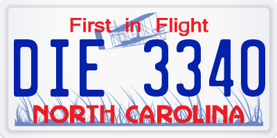 NC license plate DIE3340