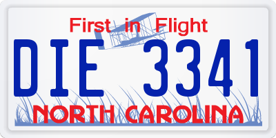 NC license plate DIE3341