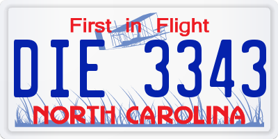 NC license plate DIE3343