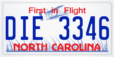 NC license plate DIE3346