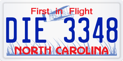 NC license plate DIE3348