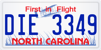 NC license plate DIE3349