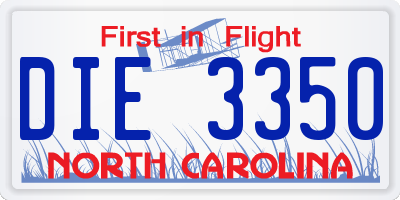 NC license plate DIE3350