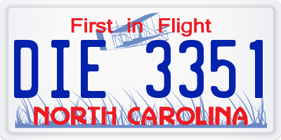 NC license plate DIE3351