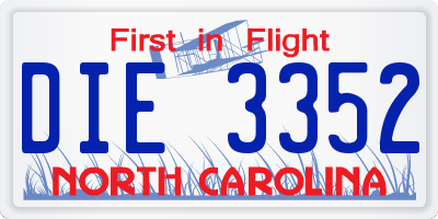 NC license plate DIE3352