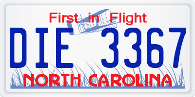 NC license plate DIE3367