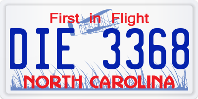 NC license plate DIE3368