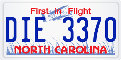 NC license plate DIE3370