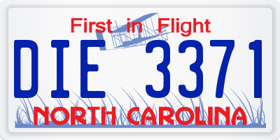 NC license plate DIE3371