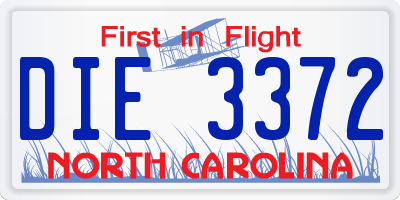 NC license plate DIE3372
