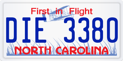 NC license plate DIE3380