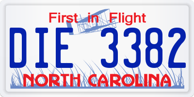 NC license plate DIE3382