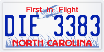 NC license plate DIE3383