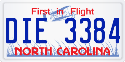 NC license plate DIE3384