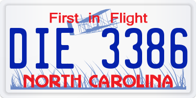 NC license plate DIE3386
