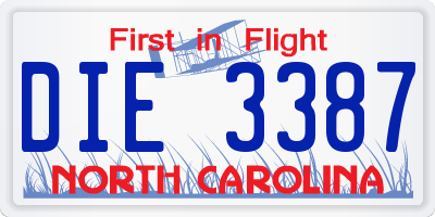 NC license plate DIE3387