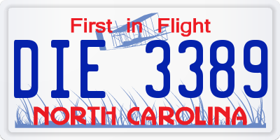 NC license plate DIE3389
