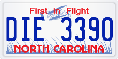 NC license plate DIE3390
