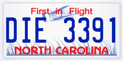 NC license plate DIE3391
