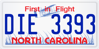 NC license plate DIE3393