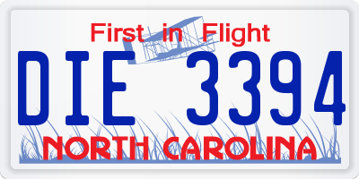 NC license plate DIE3394