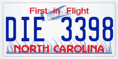 NC license plate DIE3398
