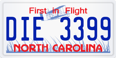 NC license plate DIE3399
