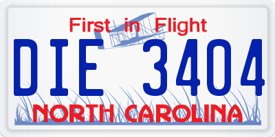 NC license plate DIE3404