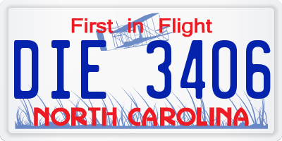 NC license plate DIE3406