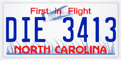 NC license plate DIE3413