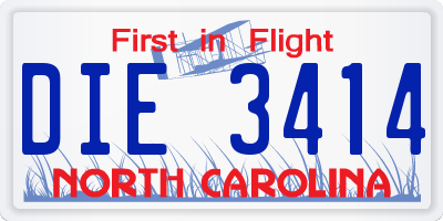 NC license plate DIE3414