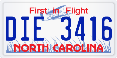 NC license plate DIE3416
