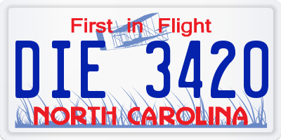 NC license plate DIE3420
