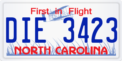 NC license plate DIE3423